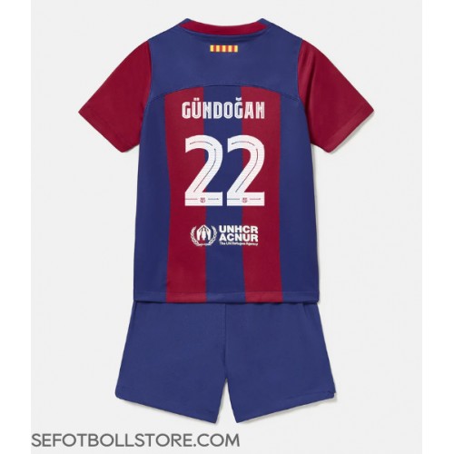 Barcelona Ilkay Gundogan #22 Replika babykläder Hemmaställ Barn 2023-24 Kortärmad (+ korta byxor)